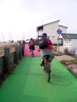 The changing colours of the cycle path 