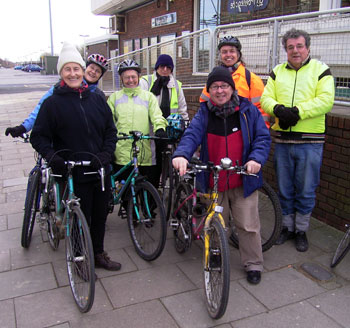 Sue, Alice, Suzanne, Joyce, Fred, Jim and Ian at Polegate station 