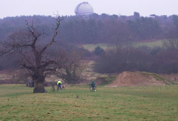 Across the muddy bridleway 