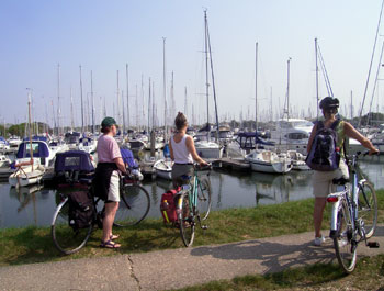 Joyce and Sue keep an eye on their boats