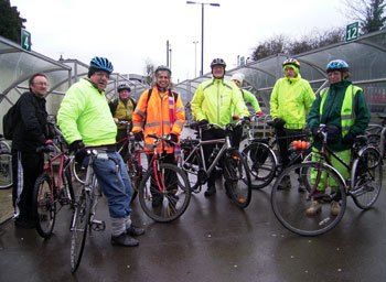 The start at Three Bridges station (with superior cycle parking facilities) 