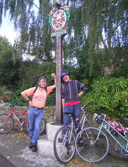 Jim and Jeff pose by the Ardingly sign