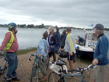 Unloading the bikes from the ferry