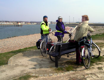 View of Shoreham harbour from the fort – Ian is obscuring the power station chimney!