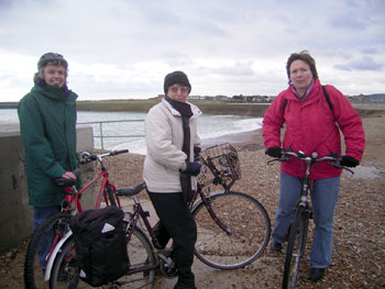 Jim, Joyce and Annie go as far as they can along the harbour wall 