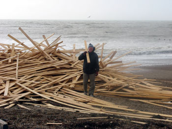 Mick with contraband timber - Jim's photo