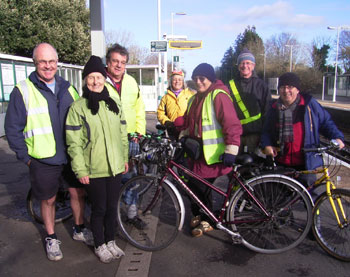 Jim, Sue, Ian, Anne, Joyce, Mick and Fred at Hassocks station 
