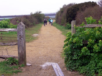 Off go the main group by the River Adur 