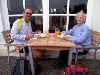 Terry and Sue tuck in al fresco