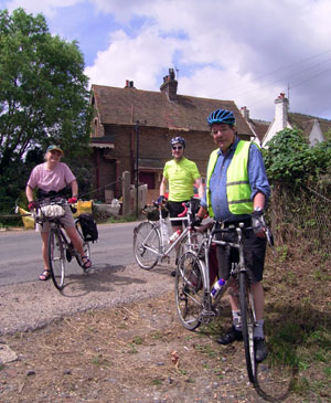 Joyce, Mark and Ian entering the 'licensed bridle way' 