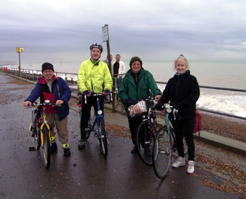 Fred, Mark, Sue and Joyce outside Carat's Cafe