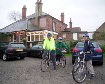 Ian, Joyce and Tracey leaving The Lamb 