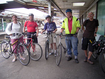 Annie, Jim, Jeff, Ian and John at the station 