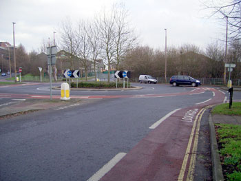 Roundabout, complete with cycle lanes