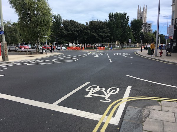 short cycle lane outside Aldi